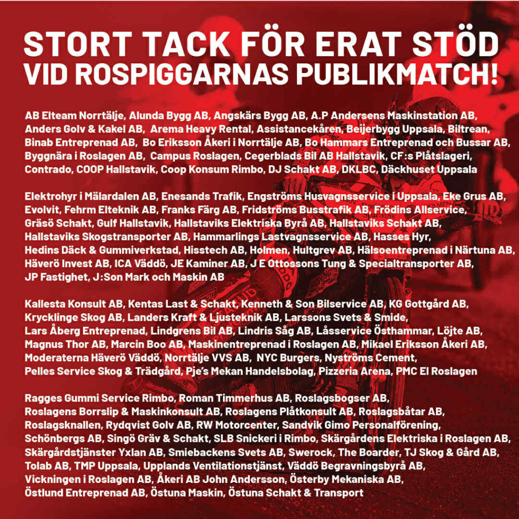 Tack för ert värdefulla stöd i publikmatchen!